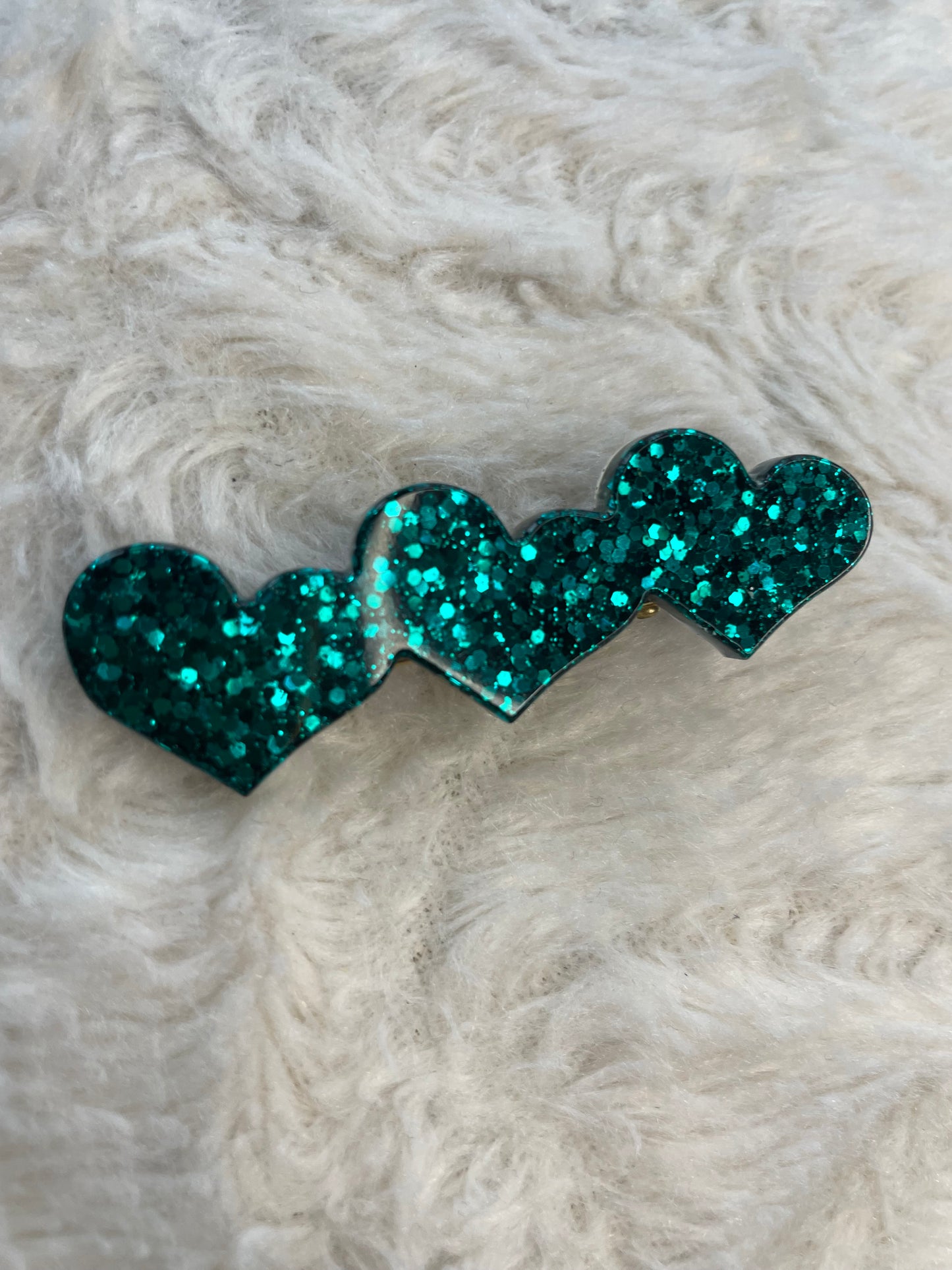 Barrette Cœurs verts