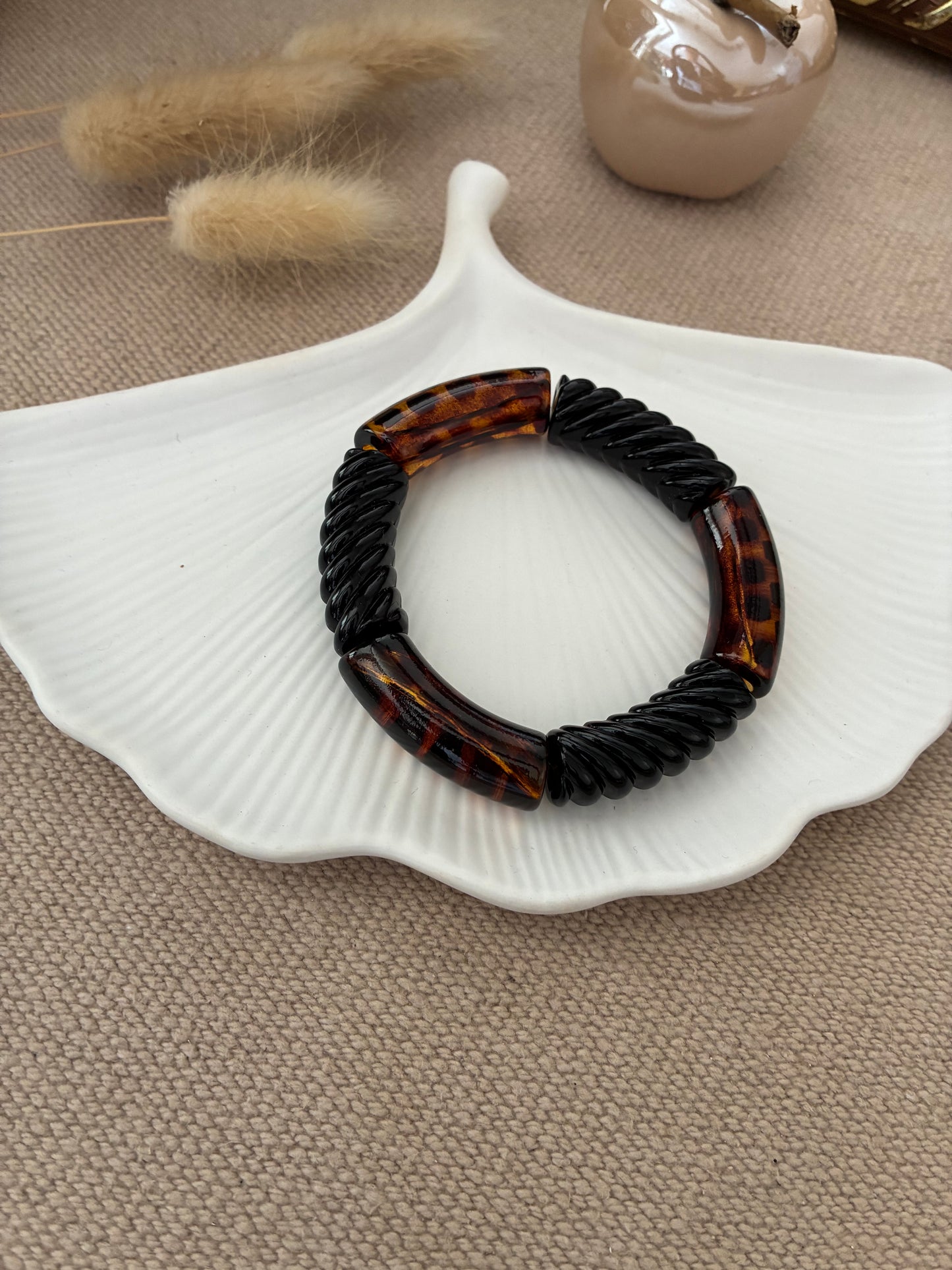 Bracelet Tubes écailles / marron / noir