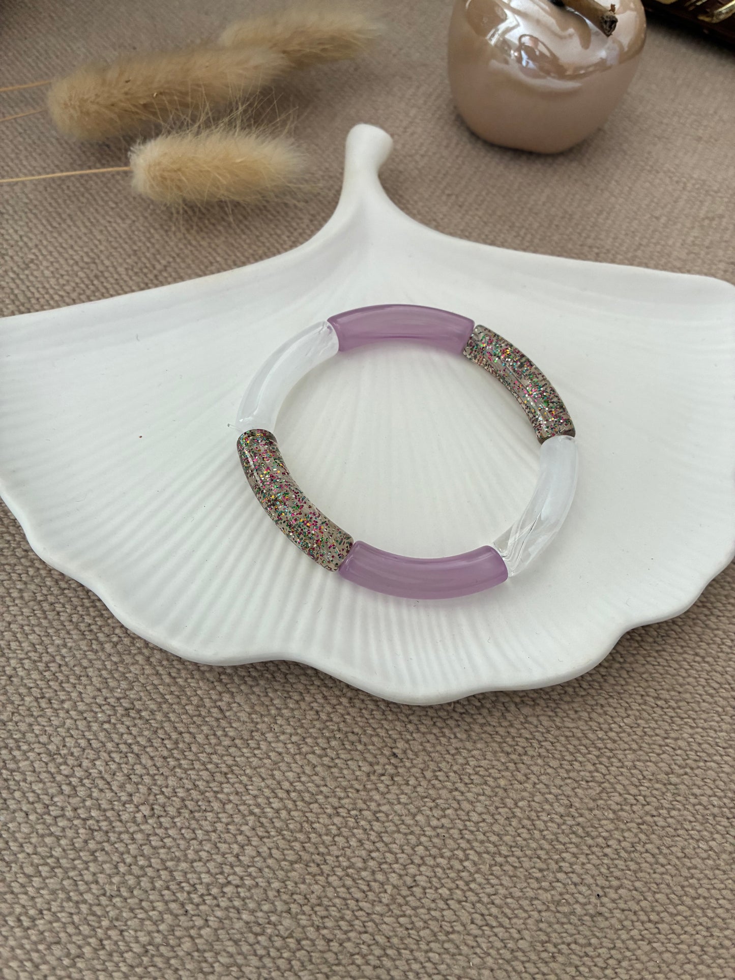 Bracelet Tubes violet / blanc / doré