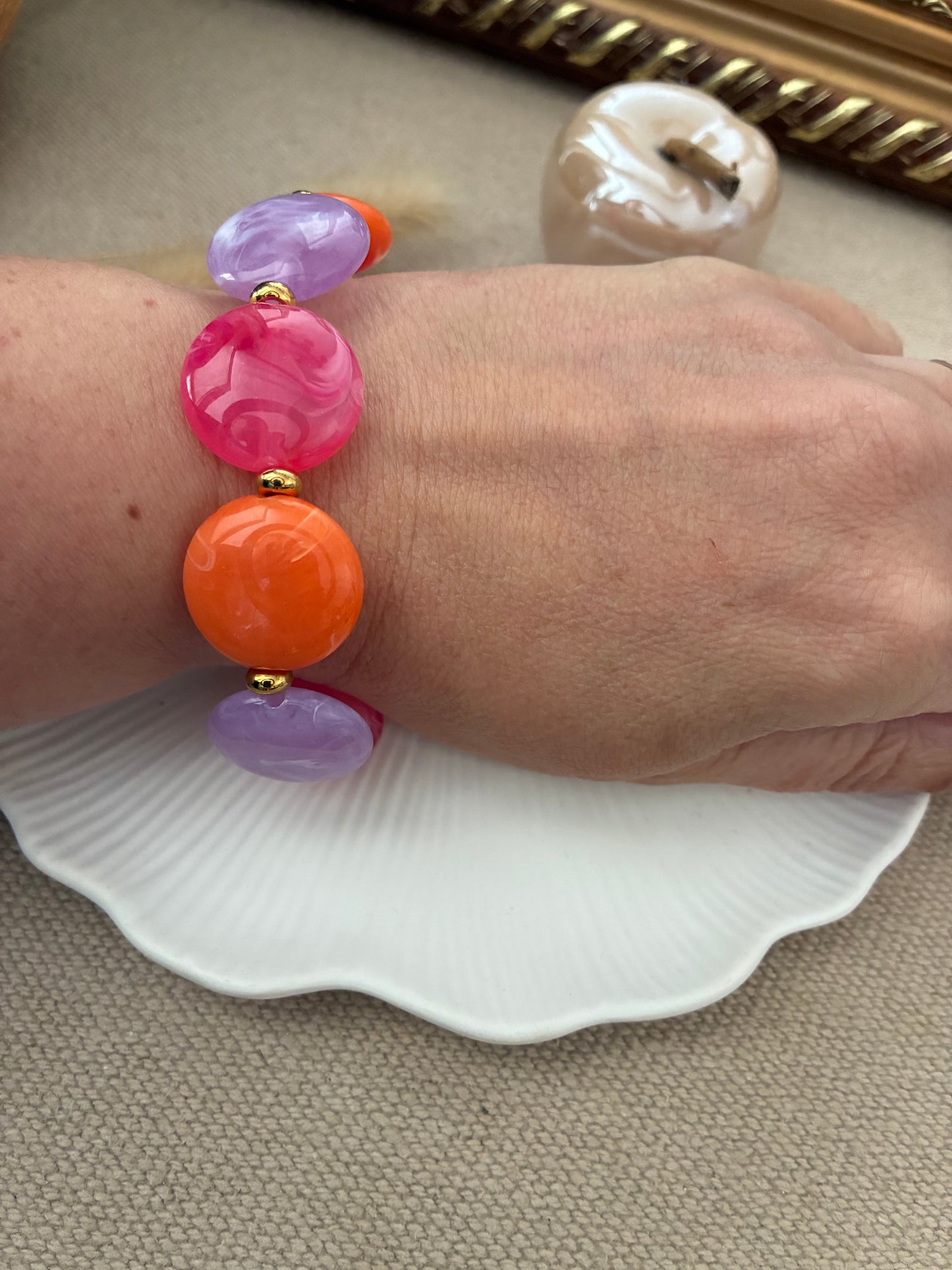 Bracelet Galets violet/rouge