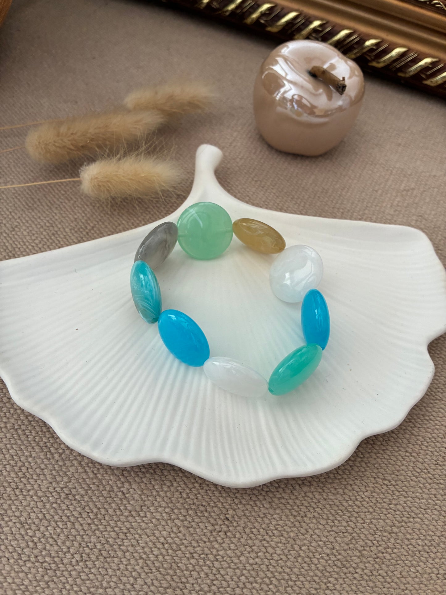 Bracelet Galets vert/bleu