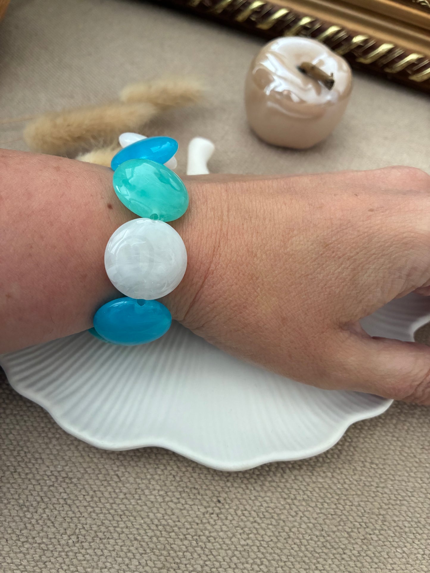 Bracelet Galets vert/bleu