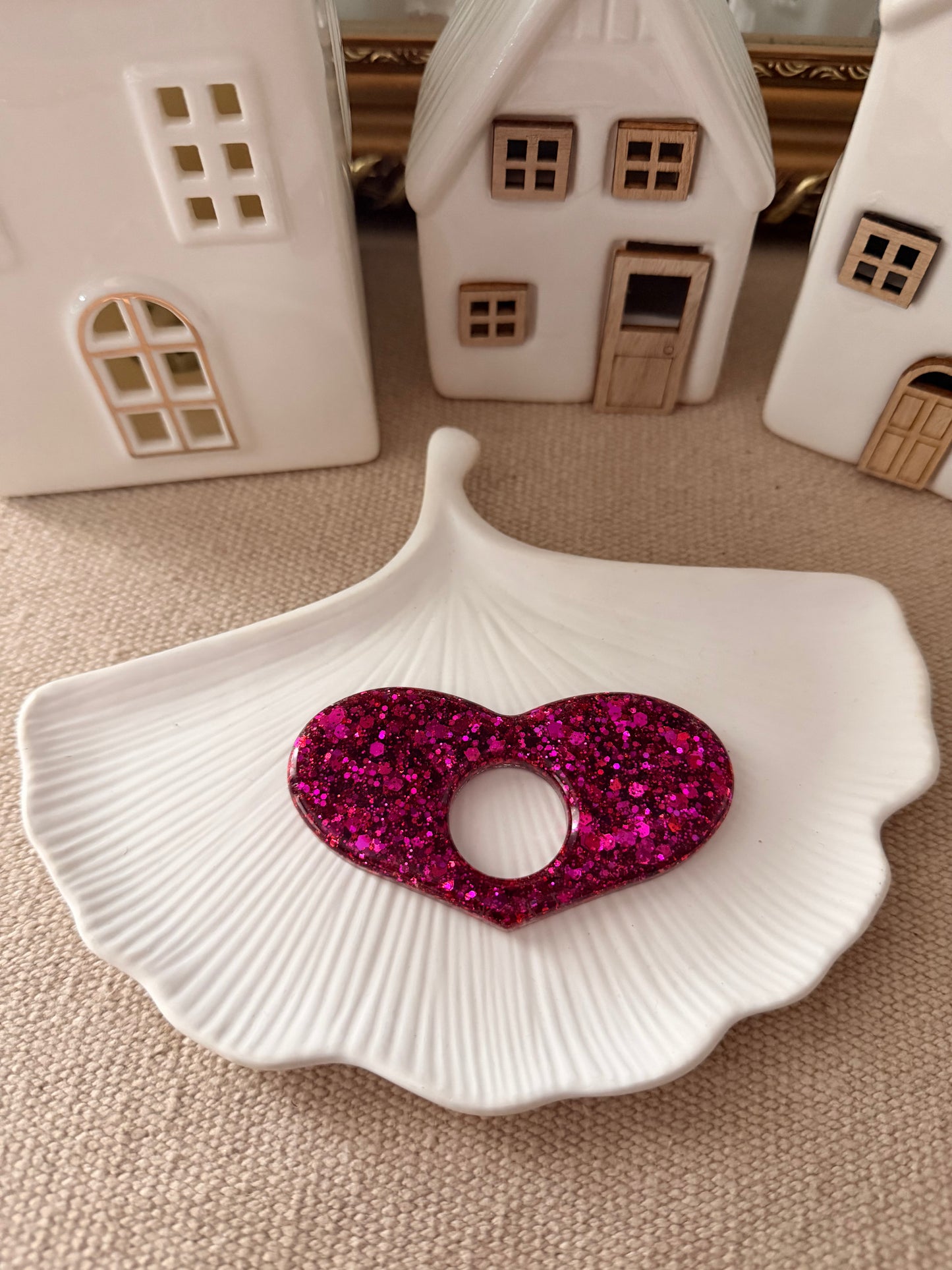 Bague de lecture Cœur framboise / diam 22mm