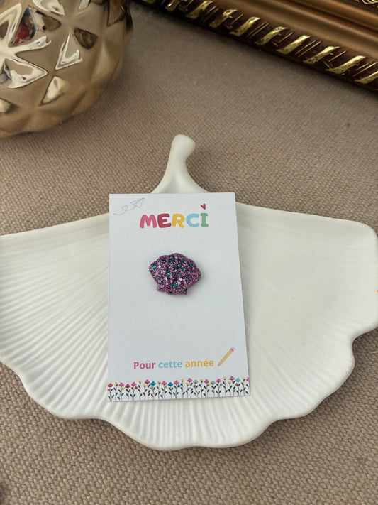 Pin’s Coquillage rose pailleté