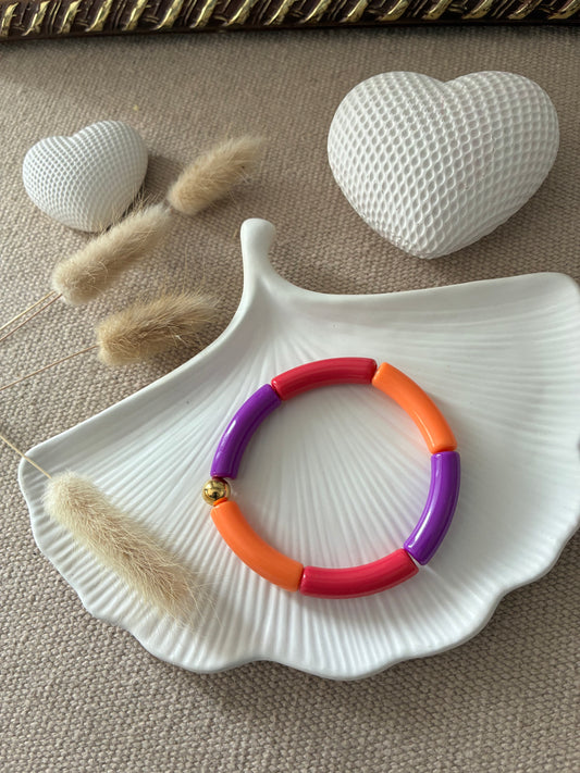 Bracelet Tubes rouge / orange / violet
