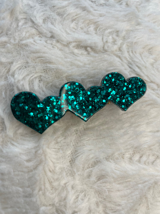 Barrette Cœurs verts