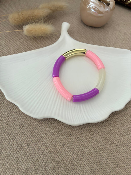 Bracelet Tubes rose / violet / doré