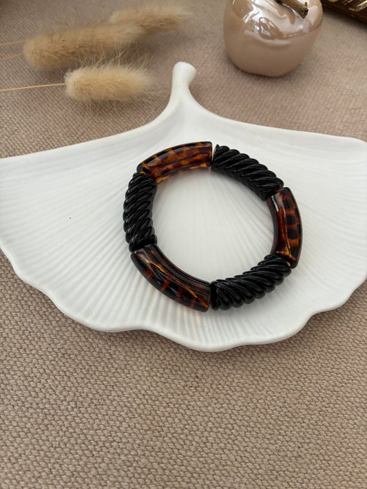 Bracelet Tubes léopard / marron / noir