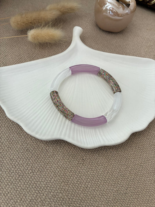 Bracelet Tubes violet / blanc / doré