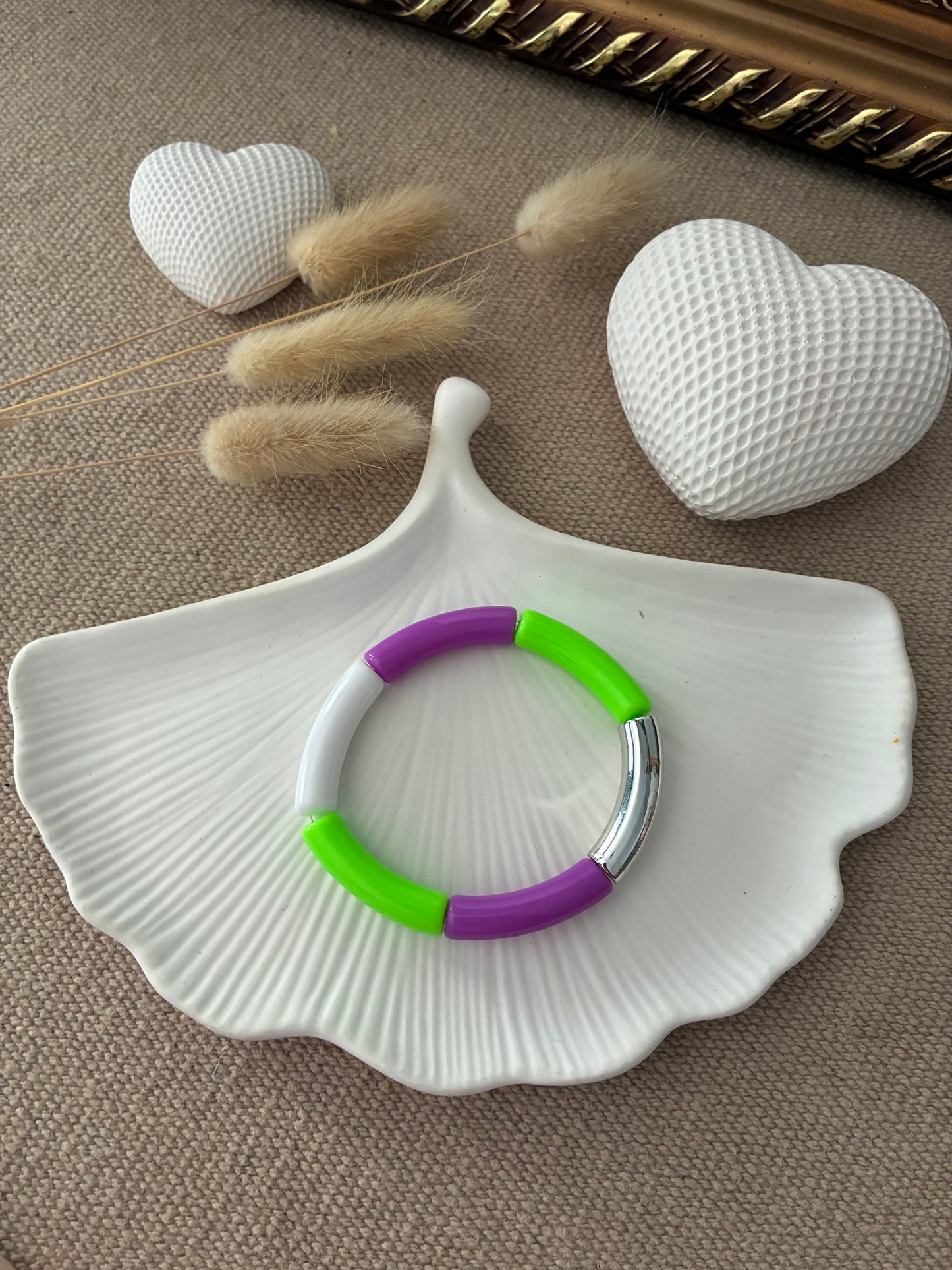 Bracelet Tubes vert / violet