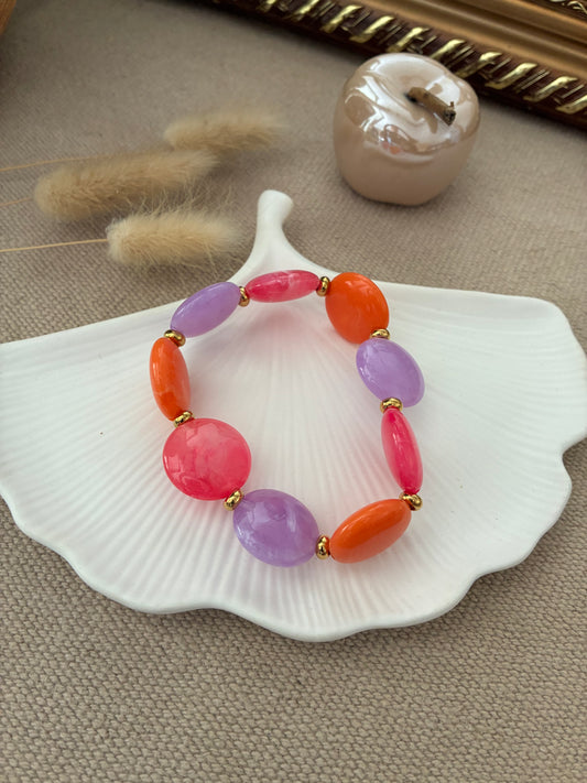 Bracelet Galets violet/rouge