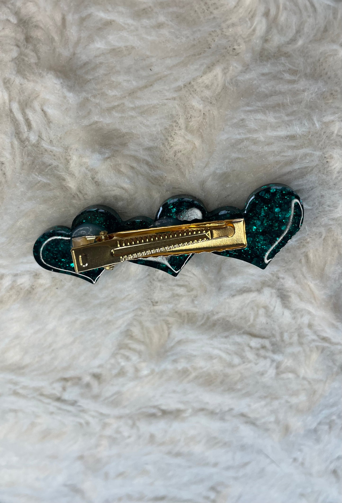 Barrette Cœurs verts