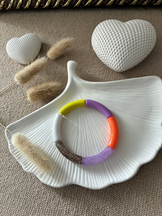 Bracelet Tubes violet / orange / jaune