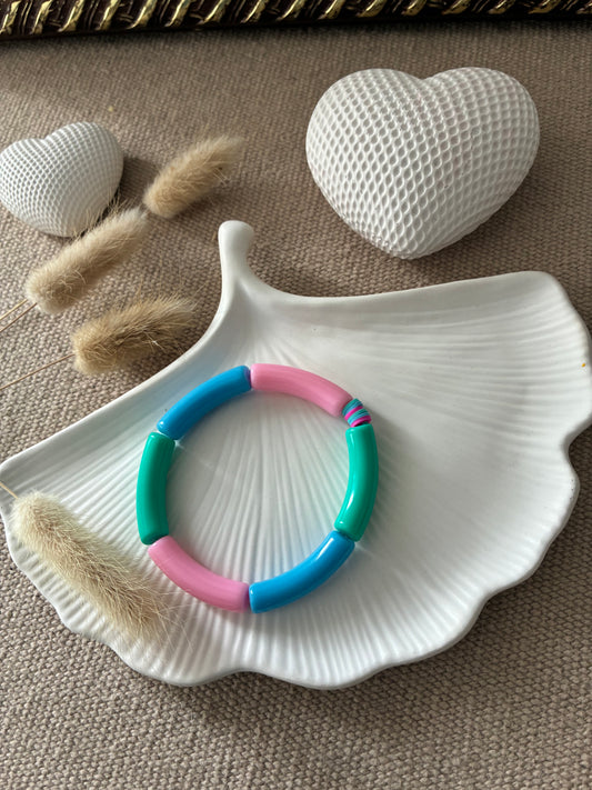 Bracelet Tubes vert / bleu / rose