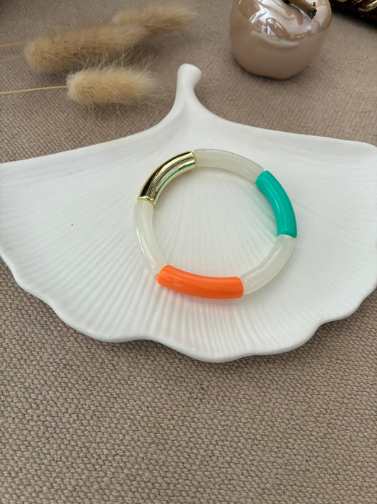 Bracelet Tubes blanc / orange / vert