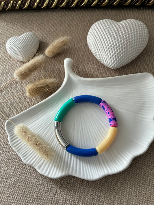 Bracelet Tubes rose / bleu / doré