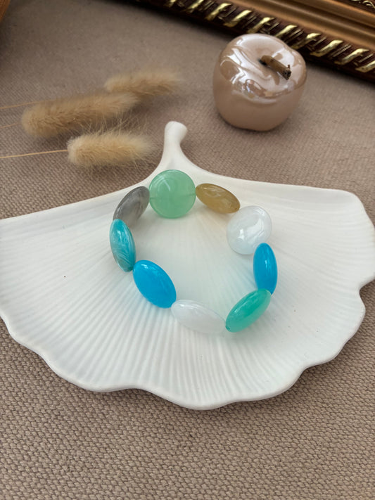 Bracelet Galets vert/bleu