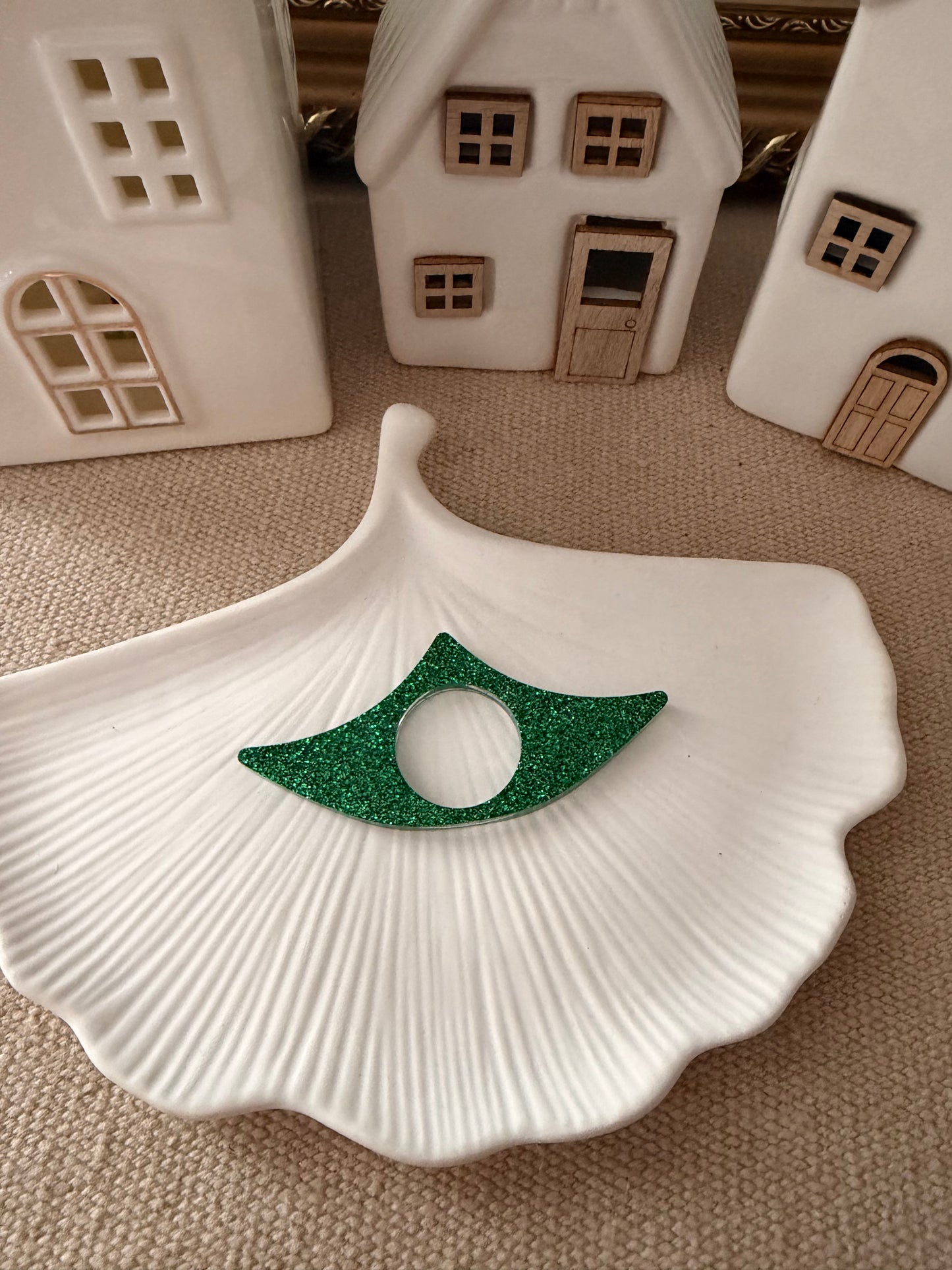 Bague de lecture verte pailletée / diam 23mm