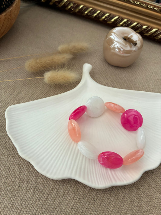 Bracelet Galets rose/blanc